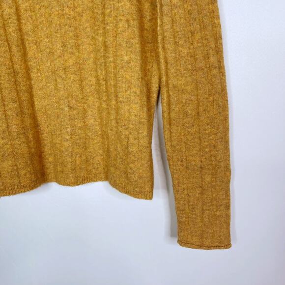 Madewell Small Heather Mustard Yellow Evercrest Turtleneck Sweater Merino Wool - Picture 4 of 8